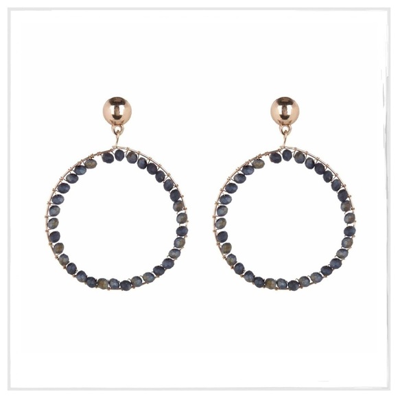 NEW Area Stars Boho Wire Wrapped Beaded Hoop Earrings - Picture 2 of 3